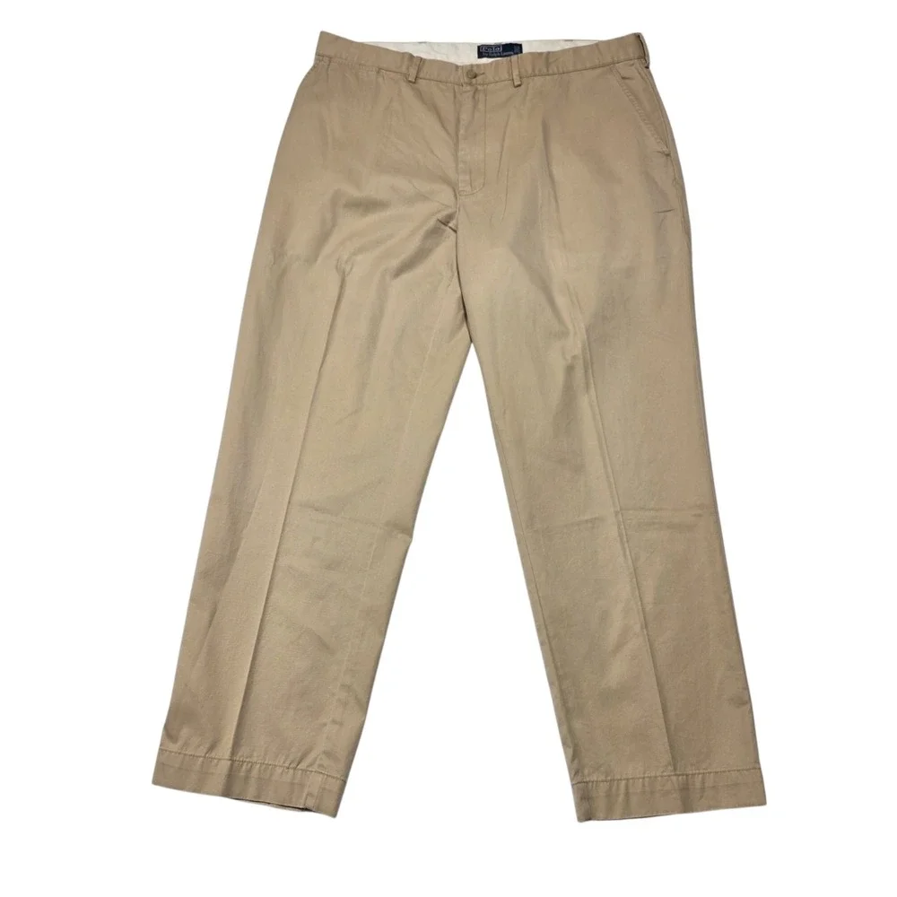 Polo Ralph Lauren Chino Pants Mens 38x30 Tan Classic Fit Flat Front Cotton